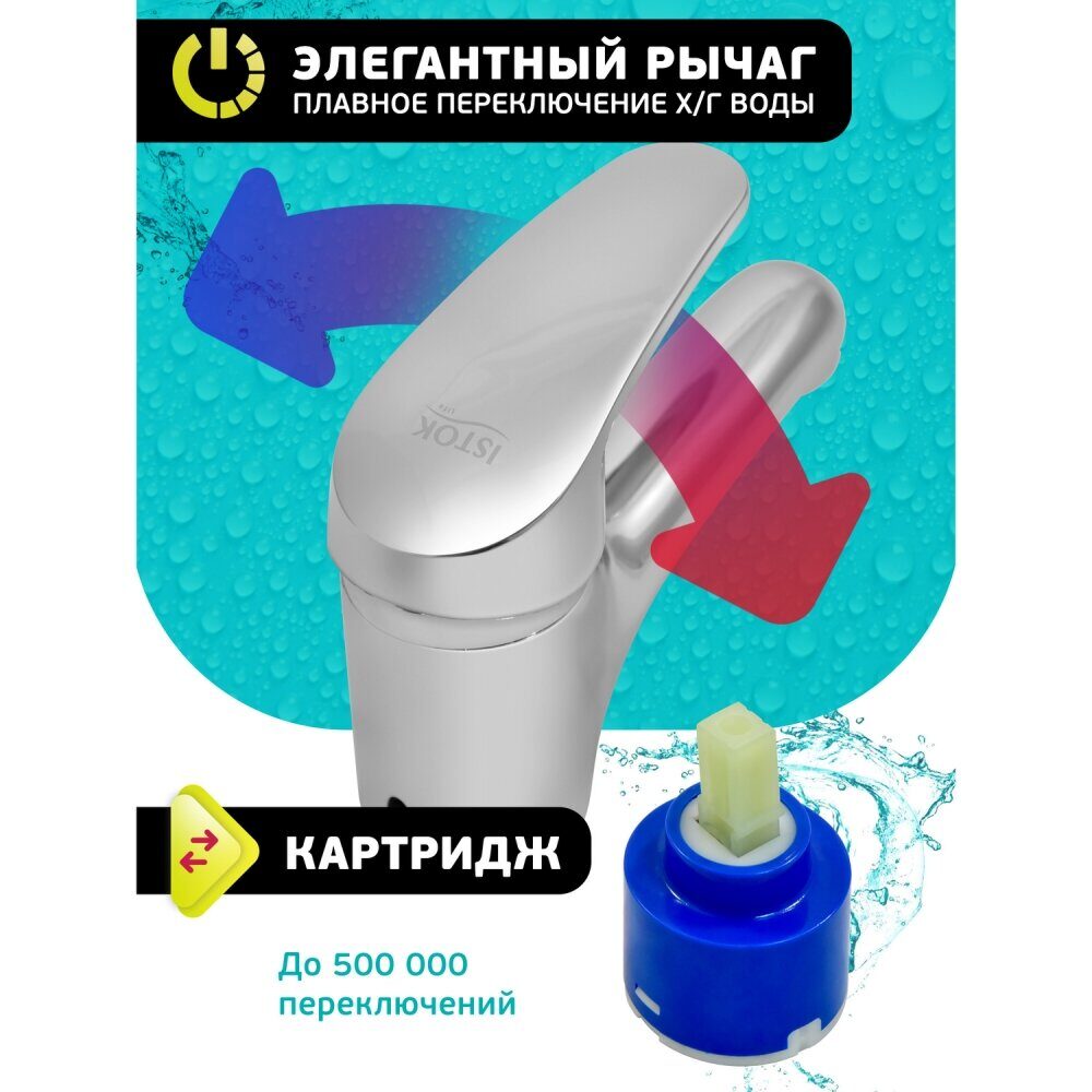 0402.770 Смеситель для умывальника латунный одноручный Istok life LUXE (6)